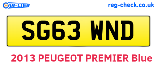 SG63WND are the vehicle registration plates.