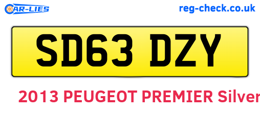 SD63DZY are the vehicle registration plates.