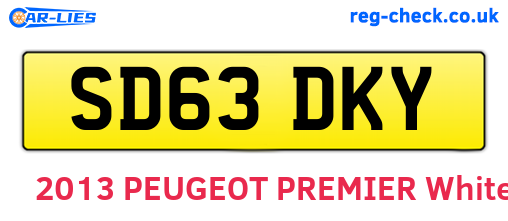 SD63DKY are the vehicle registration plates.