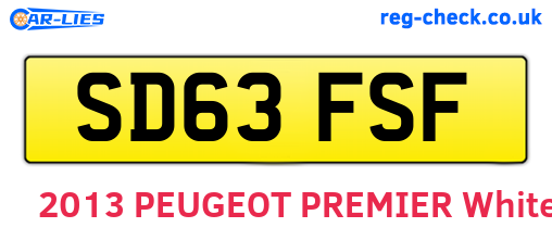 SD63FSF are the vehicle registration plates.