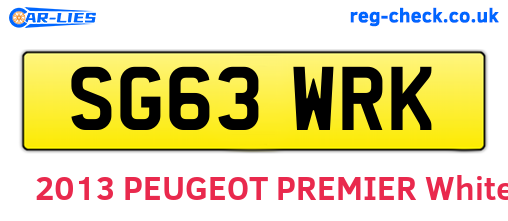 SG63WRK are the vehicle registration plates.