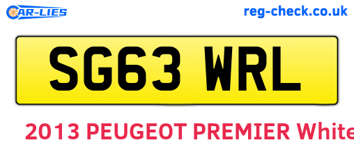 SG63WRL are the vehicle registration plates.