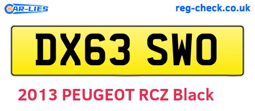 DX63SWO are the vehicle registration plates.