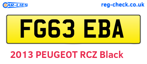 FG63EBA are the vehicle registration plates.