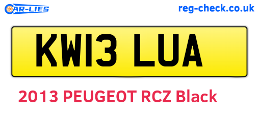 KW13LUA are the vehicle registration plates.