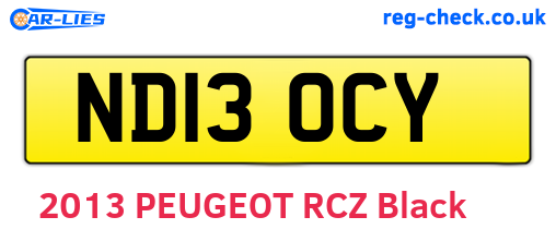 ND13OCY are the vehicle registration plates.