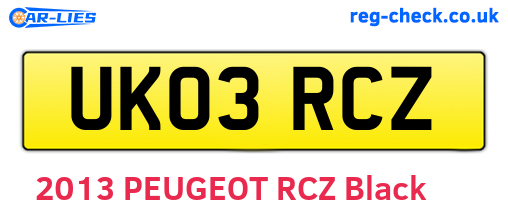 UK03RCZ are the vehicle registration plates.