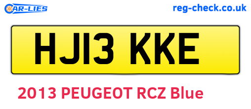 HJ13KKE are the vehicle registration plates.