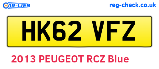 HK62VFZ are the vehicle registration plates.
