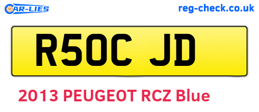 R50CJD are the vehicle registration plates.