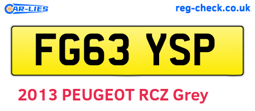 FG63YSP are the vehicle registration plates.