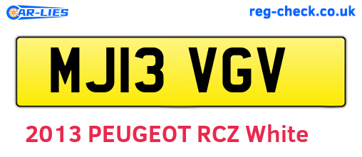 MJ13VGV are the vehicle registration plates.