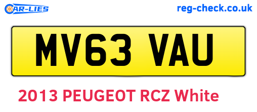 MV63VAU are the vehicle registration plates.