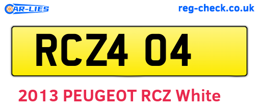 RCZ404 are the vehicle registration plates.