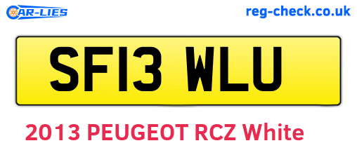 SF13WLU are the vehicle registration plates.