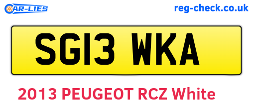 SG13WKA are the vehicle registration plates.