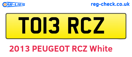 TO13RCZ are the vehicle registration plates.