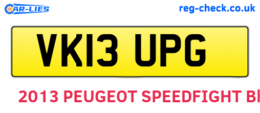 VK13UPG are the vehicle registration plates.