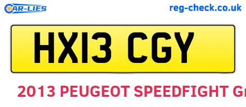 HX13CGY are the vehicle registration plates.