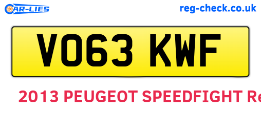 VO63KWF are the vehicle registration plates.