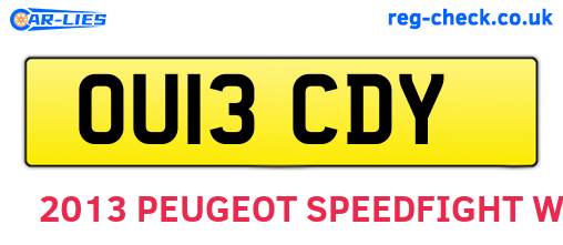OU13CDY are the vehicle registration plates.