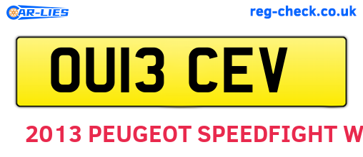 OU13CEV are the vehicle registration plates.