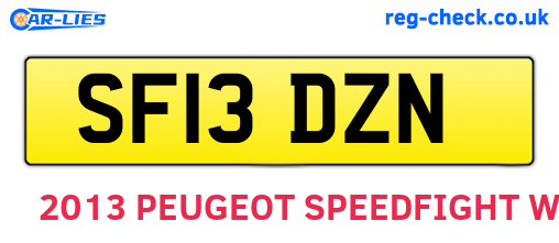 SF13DZN are the vehicle registration plates.