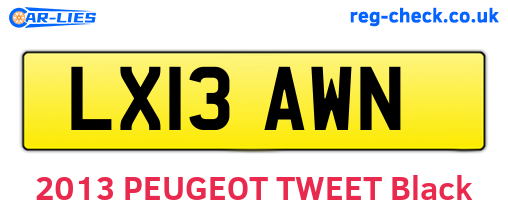 LX13AWN are the vehicle registration plates.