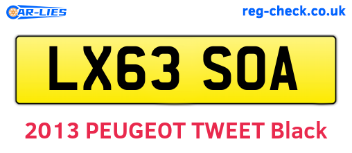 LX63SOA are the vehicle registration plates.