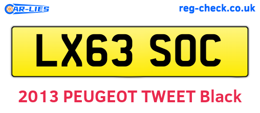 LX63SOC are the vehicle registration plates.