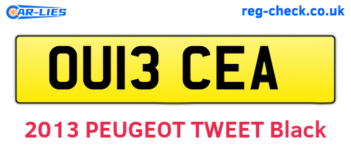 OU13CEA are the vehicle registration plates.