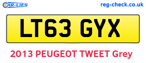 LT63GYX are the vehicle registration plates.