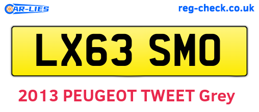 LX63SMO are the vehicle registration plates.