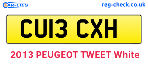 CU13CXH are the vehicle registration plates.