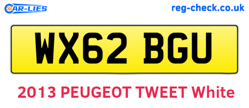 WX62BGU are the vehicle registration plates.