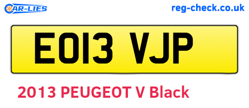 EO13VJP are the vehicle registration plates.