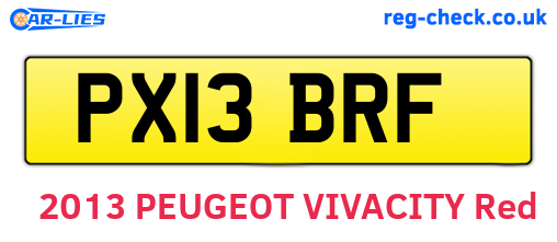 PX13BRF are the vehicle registration plates.