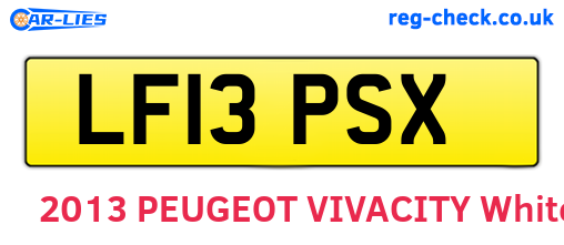 LF13PSX are the vehicle registration plates.