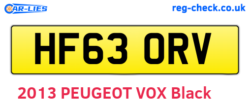 HF63ORV are the vehicle registration plates.