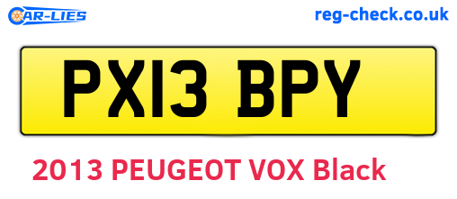 PX13BPY are the vehicle registration plates.