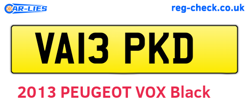 VA13PKD are the vehicle registration plates.