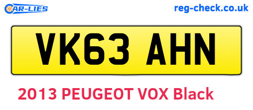 VK63AHN are the vehicle registration plates.