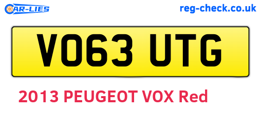 VO63UTG are the vehicle registration plates.