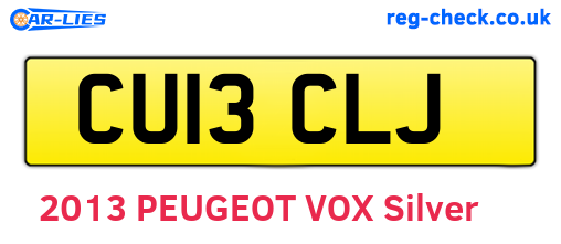 CU13CLJ are the vehicle registration plates.