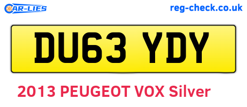 DU63YDY are the vehicle registration plates.