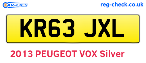 KR63JXL are the vehicle registration plates.