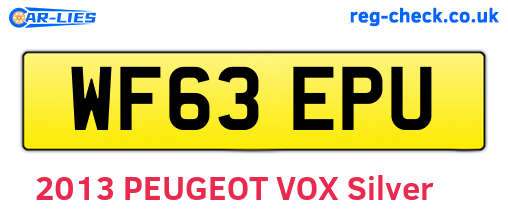 WF63EPU are the vehicle registration plates.