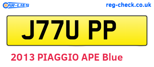 J77UPP are the vehicle registration plates.