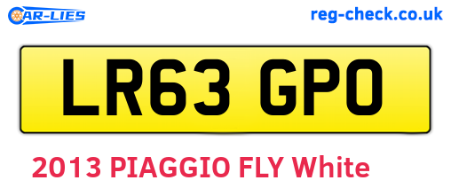LR63GPO are the vehicle registration plates.