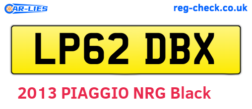 LP62DBX are the vehicle registration plates.